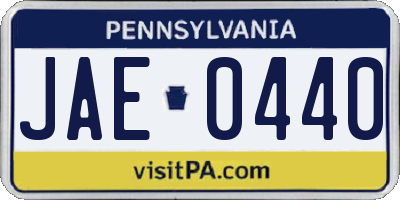 PA license plate JAE0440