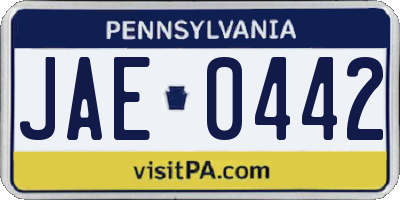 PA license plate JAE0442