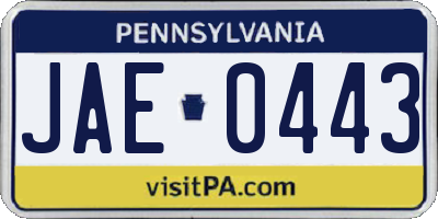 PA license plate JAE0443