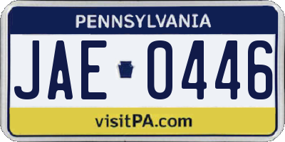 PA license plate JAE0446