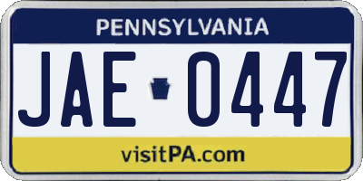 PA license plate JAE0447