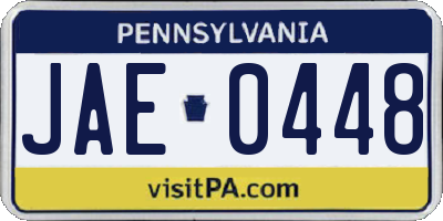 PA license plate JAE0448