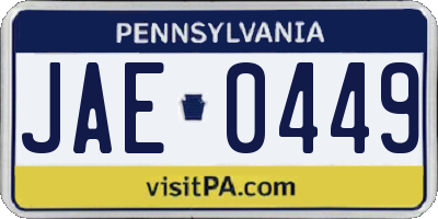 PA license plate JAE0449