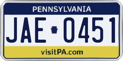 PA license plate JAE0451