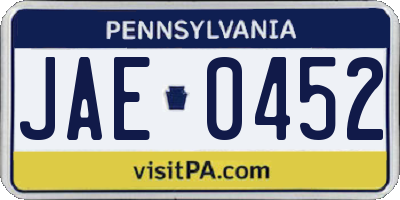 PA license plate JAE0452