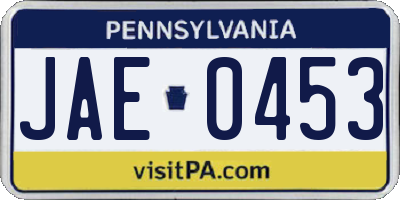 PA license plate JAE0453