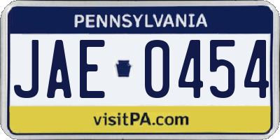 PA license plate JAE0454