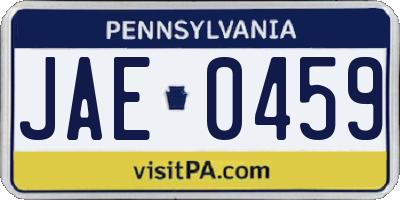 PA license plate JAE0459