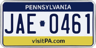 PA license plate JAE0461