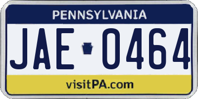 PA license plate JAE0464