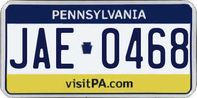 PA license plate JAE0468