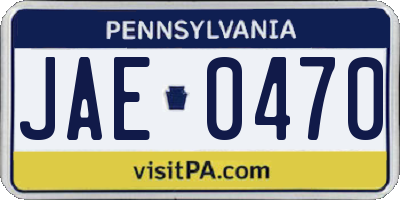 PA license plate JAE0470