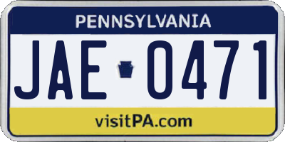 PA license plate JAE0471