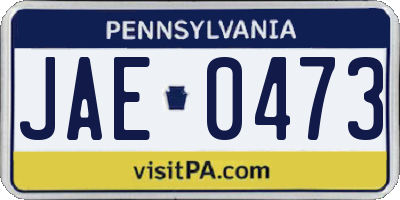 PA license plate JAE0473