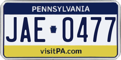 PA license plate JAE0477