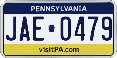 PA license plate JAE0479