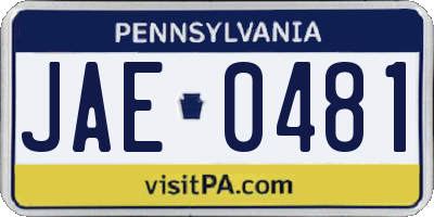 PA license plate JAE0481