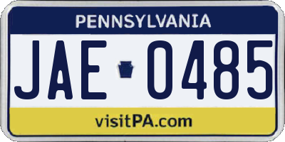 PA license plate JAE0485