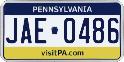 PA license plate JAE0486