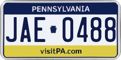 PA license plate JAE0488