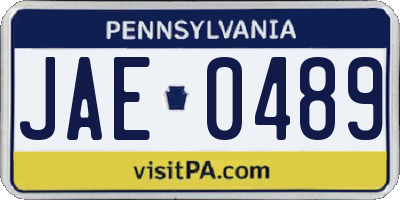 PA license plate JAE0489