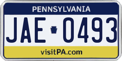 PA license plate JAE0493