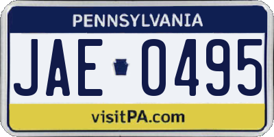 PA license plate JAE0495