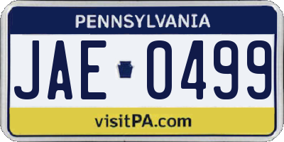 PA license plate JAE0499