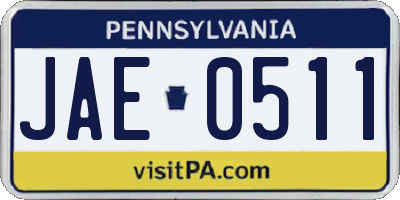 PA license plate JAE0511