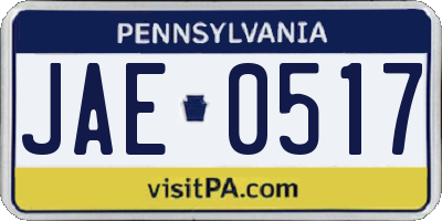 PA license plate JAE0517