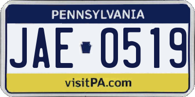 PA license plate JAE0519