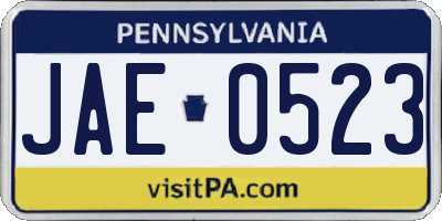 PA license plate JAE0523