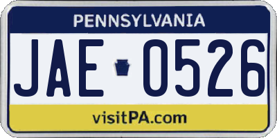 PA license plate JAE0526