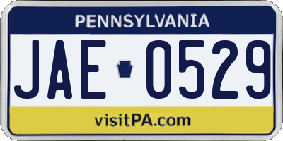 PA license plate JAE0529