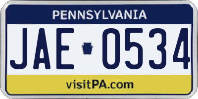 PA license plate JAE0534