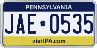 PA license plate JAE0535