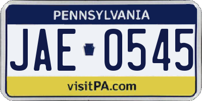 PA license plate JAE0545