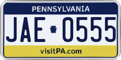 PA license plate JAE0555