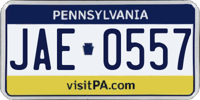 PA license plate JAE0557