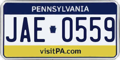 PA license plate JAE0559