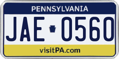 PA license plate JAE0560