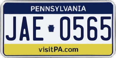 PA license plate JAE0565