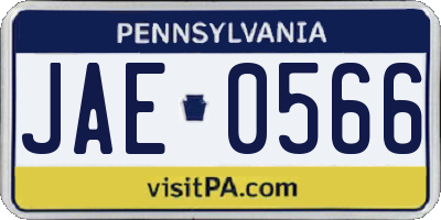 PA license plate JAE0566