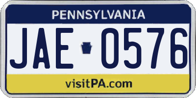 PA license plate JAE0576