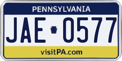 PA license plate JAE0577