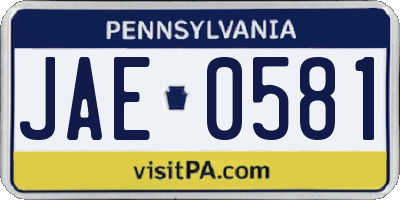 PA license plate JAE0581