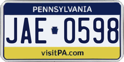 PA license plate JAE0598