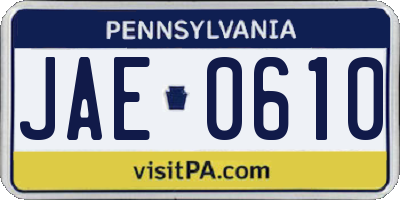 PA license plate JAE0610