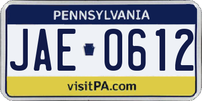 PA license plate JAE0612