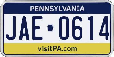 PA license plate JAE0614